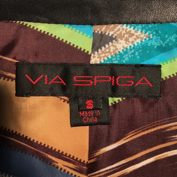 VIA SPIGA ZIP DOWN LEATHER BLACK JACKET -EUC - Picture 6 of 6